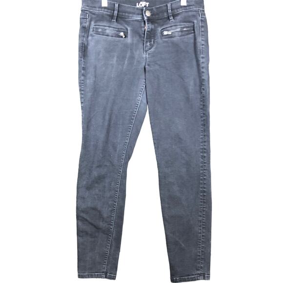 Ann Taylor LOFT Womens Jeans Black Denim Super Skinny Zipped Pockets 30/10 - Picture 1 of 11